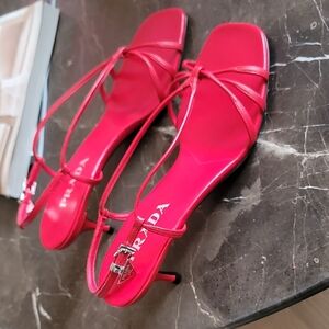 Prada Hot Pink Strappy Slingback Heels